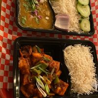 Vegan Curry Masala I think up top, Dynamite Tofu below (my favorite!)  at CAFEMANDU in Irving