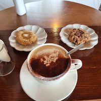 Two cookies with a Caffè Mocha with Soy milk at Pengohoda - 펜고호다 in Jeju