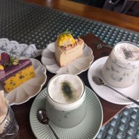 Purple sweet potato cake, sweet corn cheese cake at Pengohoda - 펜고호다 in Jeju