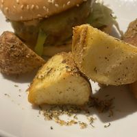 Burger with roasties at Slice + Dice in Norwich