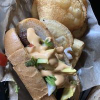 Mexicali vegan sausage and chips  at Tony's Darts Away in Burbank
