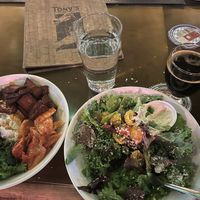 Kale! Caesar + Korean bowl + Fundamental Observation 24 Vanilla Stout     at Tony's Darts Away in Burbank