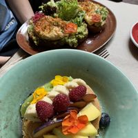 vegan pancakes  at Faire Brunch & Drinks in Barcelona