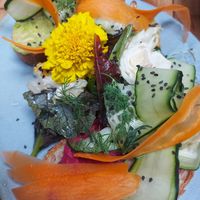 Tostadas de hummus de remolacha y aguacate.  at Faire Brunch & Drinks in Barcelona