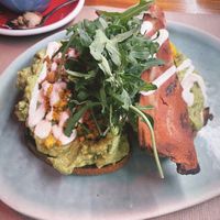 Amazing vegan avocado toast with vegan bacon 😍  at Faire Brunch & Drinks in Barcelona