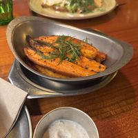 Sweet potato wedges and (vegan) truffle mayo - really goodd  at Faire Brunch & Drinks in Barcelona