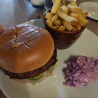 Onion bhaji burger at The Abinger Hatch in Dorking