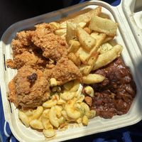 Fried Chik’n man cheese beans fries #Veganuary at Vegan Mob in San Bruno