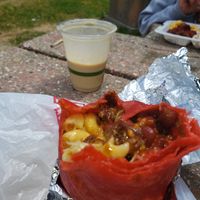 Barbequito and peach mobbler shake at Vegan Mob in San Bruno