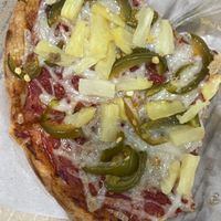 Vegan pizza with GF crust! pineapple & peppers 🌶   at Pizzeria Bacio Ristorante in Poughkeepsie