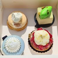 Peach, pistachio, blueberry macarons, raspberry tart at La Pâtisserie Vegan - Les Saveurs De La Bastille in Liege