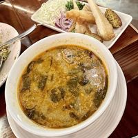 Sambusa soup - so delicious 🌱 #Veganuary at Burma Love in San Francisco