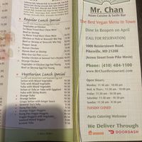 Menu  at Mr. Chan in Pikesville