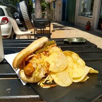 Vegan hotdog at DeBru in Lisbon