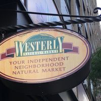 Sign in front at Westerly Health Foods in New York City
