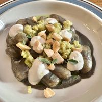 Gnocchi sardi with black olive sauce (Main course)  at Bistro Lupa in Copenhagen