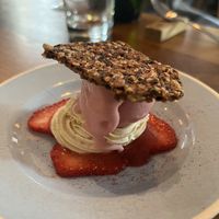 Sorbet and whip with a delicate sesame seed cracker. ‘I tasted all of these things before, but never put together like this’  at Bistro Lupa in Copenhagen