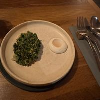 Cabbage/ Gooseberries / Parsley / Pumpkin Seed w oatmeal yogurt  at Bistro Lupa in Copenhagen