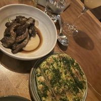 Smoked mushroom dish and flatbreadd  at Bistro Lupa in Copenhagen