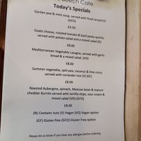 memu at The Beech Cafe in Petersfield