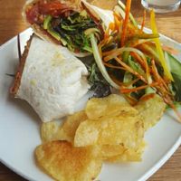 hummus and olive wrap (vegan option) at The Beech Cafe in Petersfield