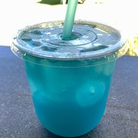 Blue Lavender Lemonade with a pasta straw!  at The Country Eatery in Kahuku
