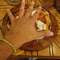 Pizza smaller than my hand at Italdo  in Tulum
