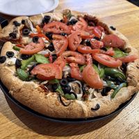 Vegan Grateful Veg on Whole Wheat Crust  at Woodstock's Pizza in Davis
