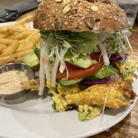 Vegan Bacon and Egg Sandwich   at Island Vintage Wine Bar in Honolulu