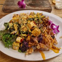 Tofu and tempura veg bowl at Island Vintage Wine Bar in Honolulu