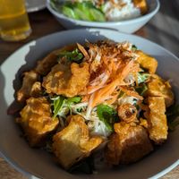 Warm noodle salad with crispy tofu at Le Feu in Mornington