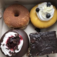 Lower two are my absolute favourite, lemon squash donut and the slutty brownie!! SO GOOD!  at Kjeks - Schanze in Hamburg