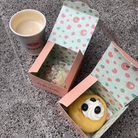 latte + filled cookie + donut at Kjeks - Schanze in Hamburg