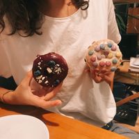 Blueberry and “white chocolate” donuts  at Kjeks - Schanze in Hamburg