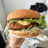 1944 Burger from naked cafe made with planty burger patty!!  at Planty of Nosh in Kelowna