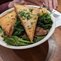 Mushroom, kale, tofu bowl at DC Vegan in Washington