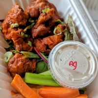 Buffalo Cauliflower Wings with vegan blue cheese at DC Vegan in Washington