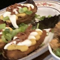 Potato skins (sorry for the bad quality photo I had to crop it from a different photo)  at DC Vegan in Washington