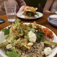 Fried artichokes and blue ‘cheese’ - incredible   at DC Vegan in Washington