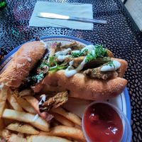 Sandwich with fries at DC Vegan in Washington