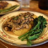 "mushroom ragu" - mostly beans and some cheap mushrooms at DC Vegan in Washington
