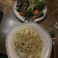 cacio e pepe & side salad  at DC Vegan in Washington