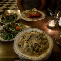 Gnocchi with beans and lasagna  at DC Vegan in Washington