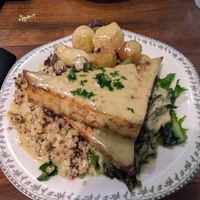 Tofu and wild mushroom bowl at DC Vegan in Washington