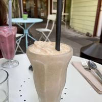 Banana coffee vegan milkshake  at Acorn Community Cafe in Eugene