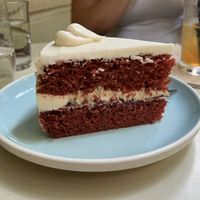 Daily special: red velvet cake with raspberry   at Acorn Community Cafe in Eugene
