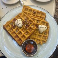 Pumpkin Waffle  at Acorn Community Cafe in Eugene