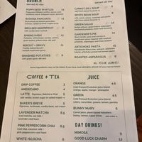 Menu  at Acorn Community Cafe in Eugene