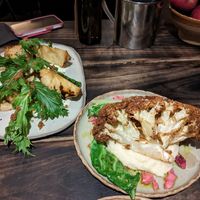 Celeriac to the left, Cauliflower Cauliflower and White Chocolate on the right at Fat Veggies in Barcelona