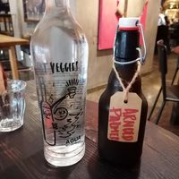 Water and Arnold Palmer (tea with lemonade) at Fat Veggies in Barcelona